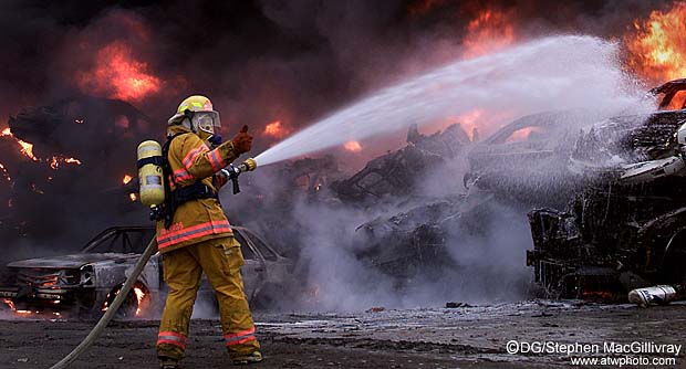 scrap yard fire