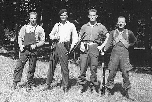 Jack Vennes, second from
 right, with members of the French Underground